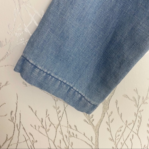 J. JILL Denim Cotton Linen 2-Button Blazer Shacket Jacket XS Contrast cuffs - Picture 10 of 14